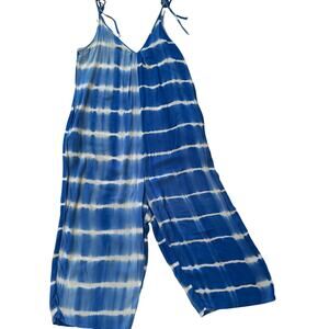 SUCREFAS | Tie Dye Jumpsuit Beach Coverup | M | Blue